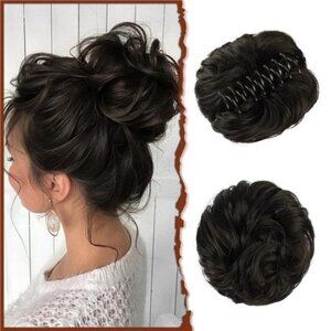 Claw Clip Messy Bun Hair Piece Wavy Curly Hair Bun Clip in Claw Chignon Ponytail